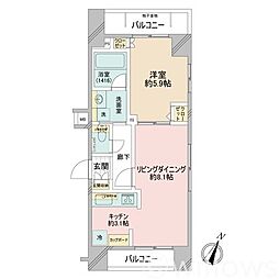 グリーンパーク日本橋浜町 1LDKの間取図画像