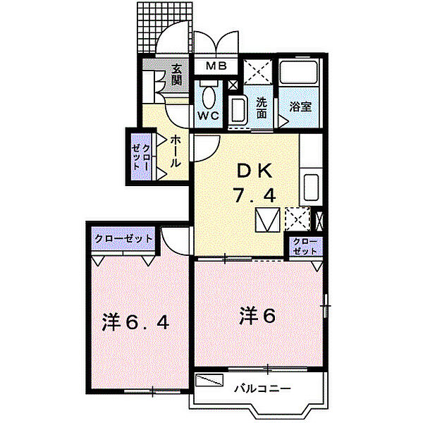 リア　フォレスト　サガラ 101｜京都府木津川市相楽神後原(賃貸アパート2DK・1階・46.17㎡)の写真 その2