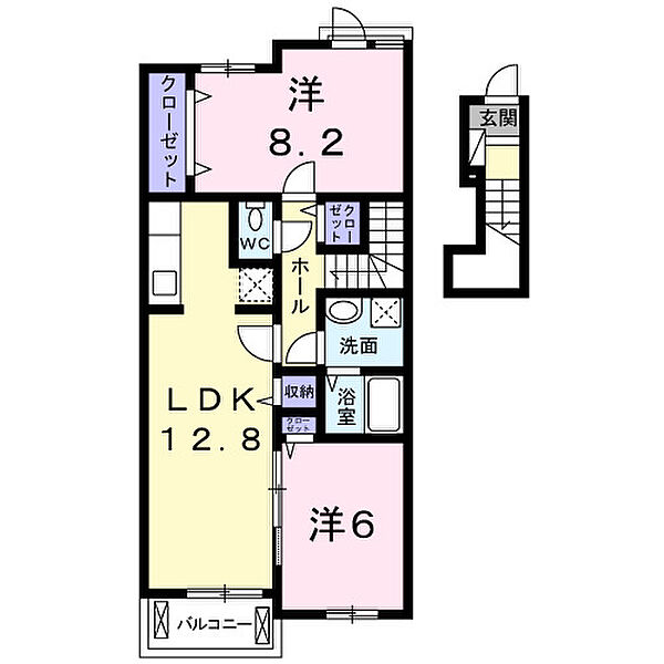 ベル・フィオ－レ 202｜京都府木津川市相楽一新堂(賃貸アパート2LDK・2階・64.51㎡)の写真 その2