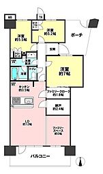ワンダーベイシティSAZANフロントウイング 3LDKの間取図画像