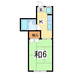 エルシー花堂 1Kの間取図画像