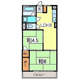 高木ハイツ 2LDKの間取図画像