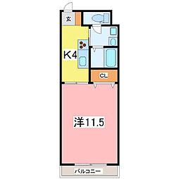 パラティーナ南館 1Kの間取図画像