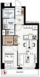 グレースジュン 1LDKの間取図画像