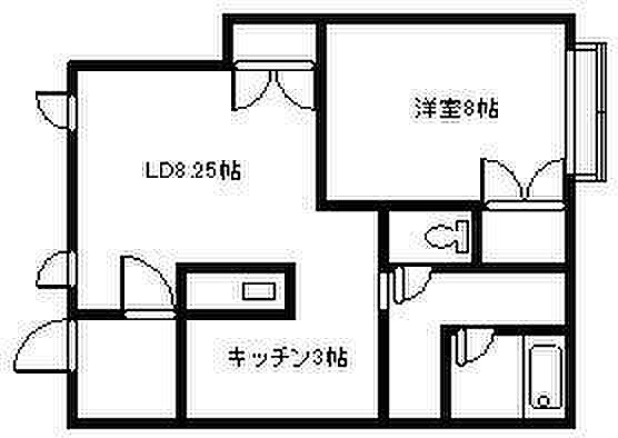 ゴリラ 102｜北海道旭川市神楽岡二条5丁目(賃貸アパート1LDK・1階・45.36㎡)の写真 その2