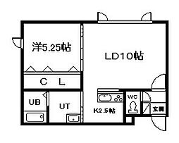 ヒルズシオン 1LDKの間取図画像