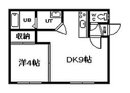 カデル 1DKの間取図画像