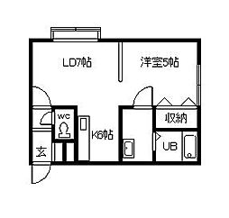 リチネス東光 1LDKの間取図画像
