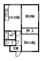 東光ハイツ 2DKの間取図画像