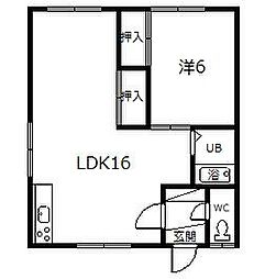 エクセーラ佐久間 1LDKの間取図画像