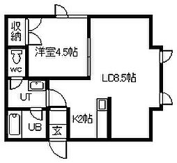 プラターネ6・7 1LDKの間取図画像