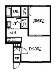 ヴァンクレールA 1LDKの間取図画像