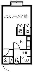 アルファ1 ワンルームの間取図画像