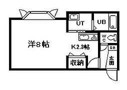 エルム医大前.B 1Kの間取図画像