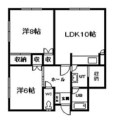 コーポこやまA 2LDKの間取図画像