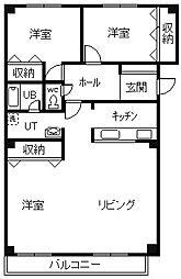 エスティ三番舘2号舘 3LDKの間取図画像