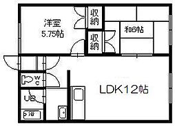 コーポあさひ 2LDKの間取図画像