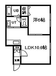 ラピスガーデン 1LDKの間取図画像