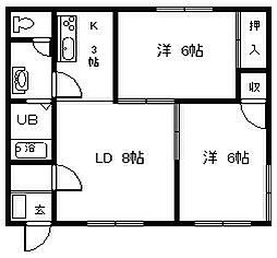 グランデ南3条B 2LDKの間取図画像