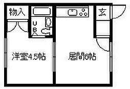 CowCow豊岡A 1DKの間取図画像