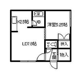 MKハイツ2 1LDKの間取図画像
