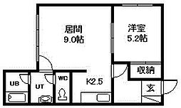 イースト4・2ハイツ 1LDKの間取図画像