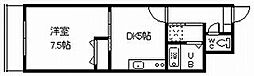 日宝ノルテ1条通弐番館 1DKの間取図画像