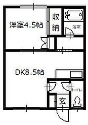 第2サクライコーポ 1DKの間取図画像