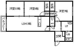 フロンティア大町 3LDKの間取図画像