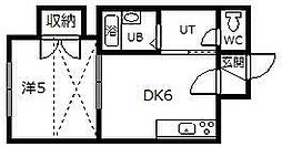 緑町第1レジデンス 1DKの間取図画像
