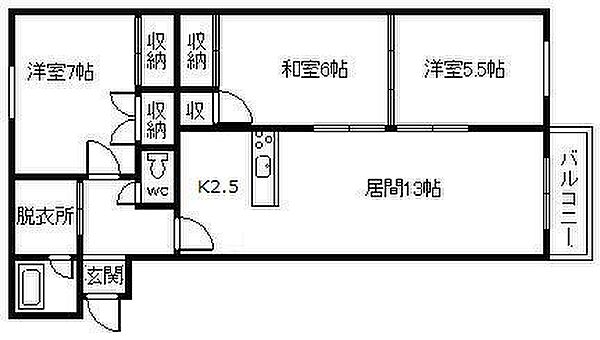 フロンティア大町 101｜北海道旭川市大町二条12丁目(賃貸マンション3LDK・1階・76.16㎡)の写真 その2