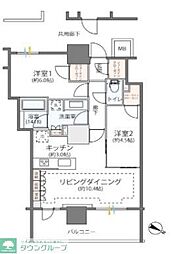 リーフィアタワー海老名アクロスコート 2LDKの間取図画像