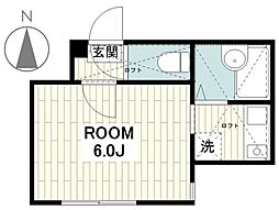 サザンリーフ中央林間2 1Kの間取図画像