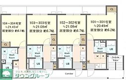 メゾンミルフィーユ海老名A棟 1Kの間取図画像