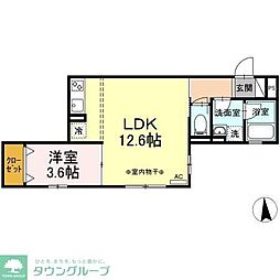クレール 1LDKの間取図画像
