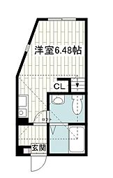 ハーミットクラブハウス三ツ境 ワンルームの間取図画像