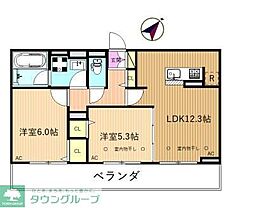 ルミエールK 2LDKの間取図画像