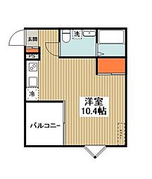 大和市下鶴間アパート ワンルームの間取図画像