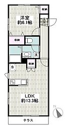 ルミエール三ツ境 1LDKの間取図画像