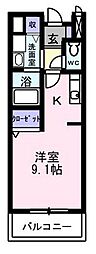ヴァリエ・モア ワンルームの間取図画像