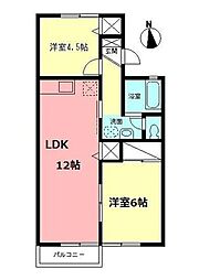 メゾンヴェールＩＩ 2階2LDKの間取り