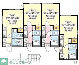 グリーンリヴィアS 1階ワンルームの間取り