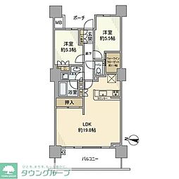 パークスクエア相模大野センタータワー 2LDKの間取図画像