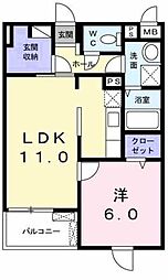 カーサ・W 1LDKの間取図画像