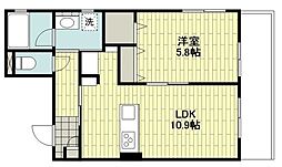 ヘーベルメゾン駒岡 2階1LDKの間取り