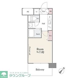アルテーヌ新横浜 7階1Kの間取り