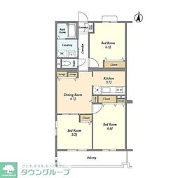 オーキッドレジデンス港北綱島ウエスト 3DKの間取図画像