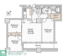 ドゥーエ横浜駅前 3LDKの間取図画像