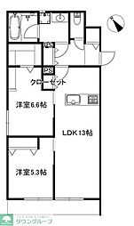 グランミシェル 2LDKの間取図画像