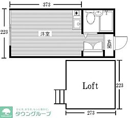 カルタス21日吉 ワンルームの間取図画像